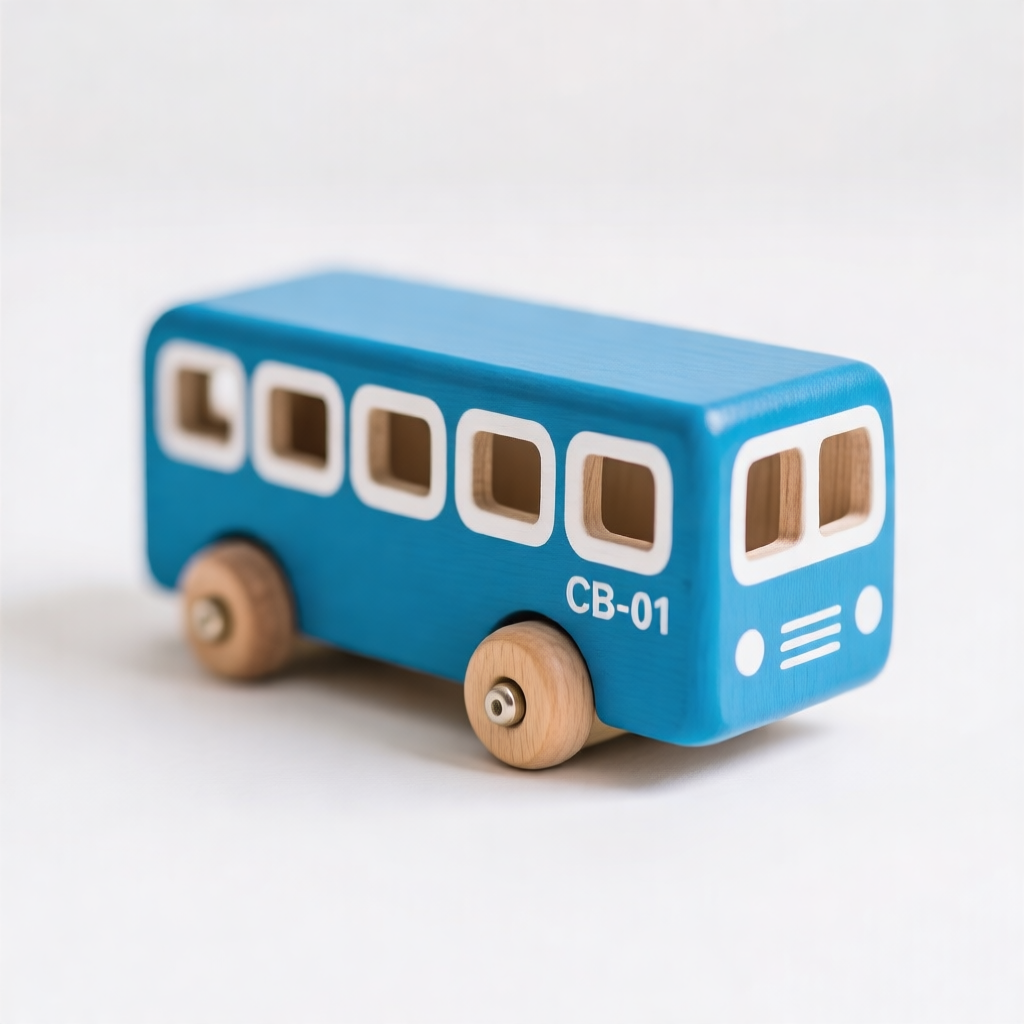 Wooden toy city bus
