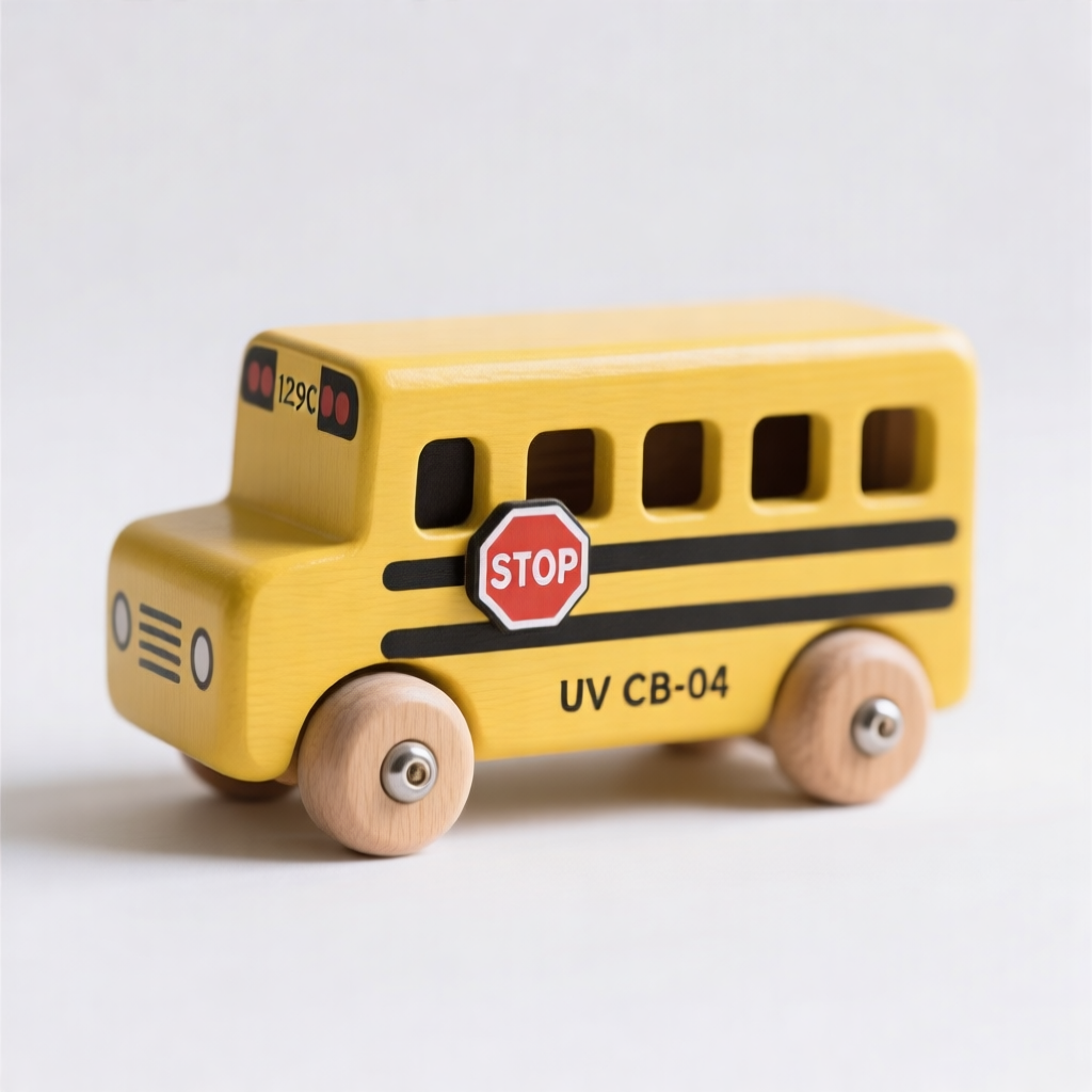 Wooden toy school bus