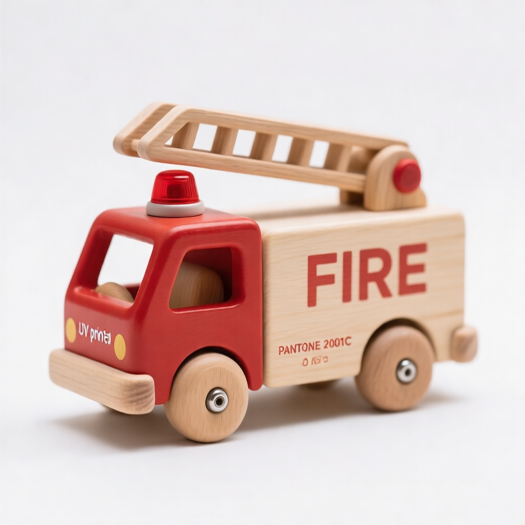 Wooden toy fire truck