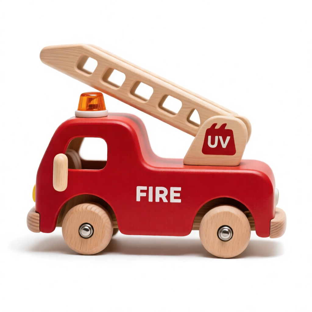 Wooden toy aerial ladder truck