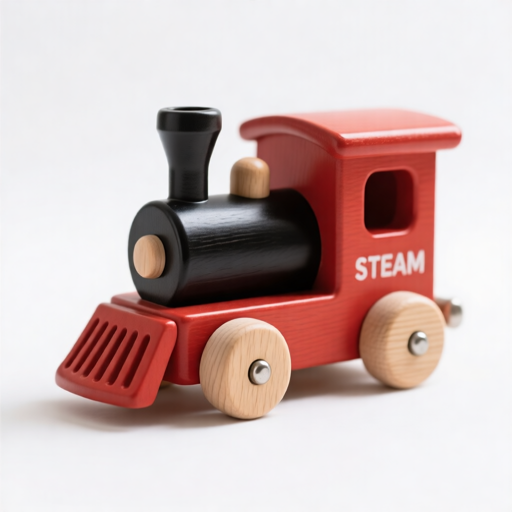 Wooden toy steam engine