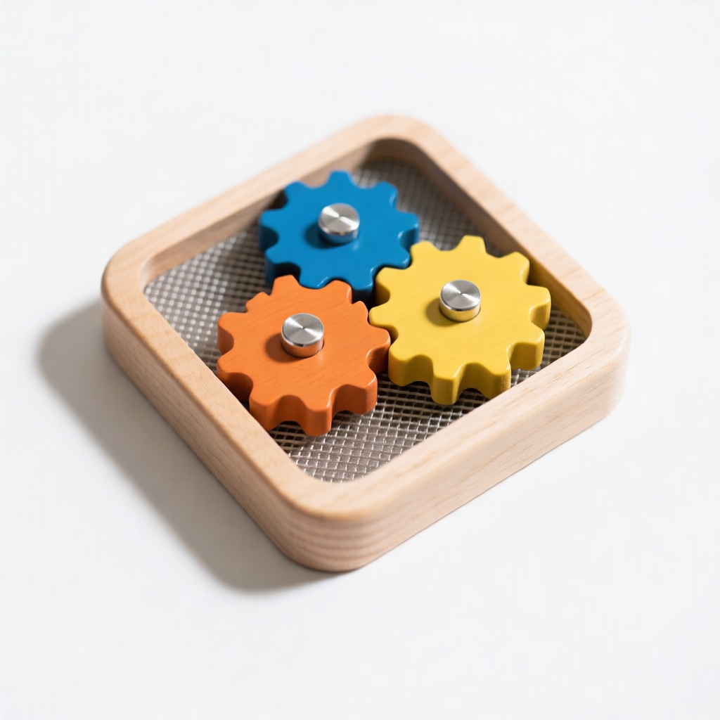 Wooden busy board gears
